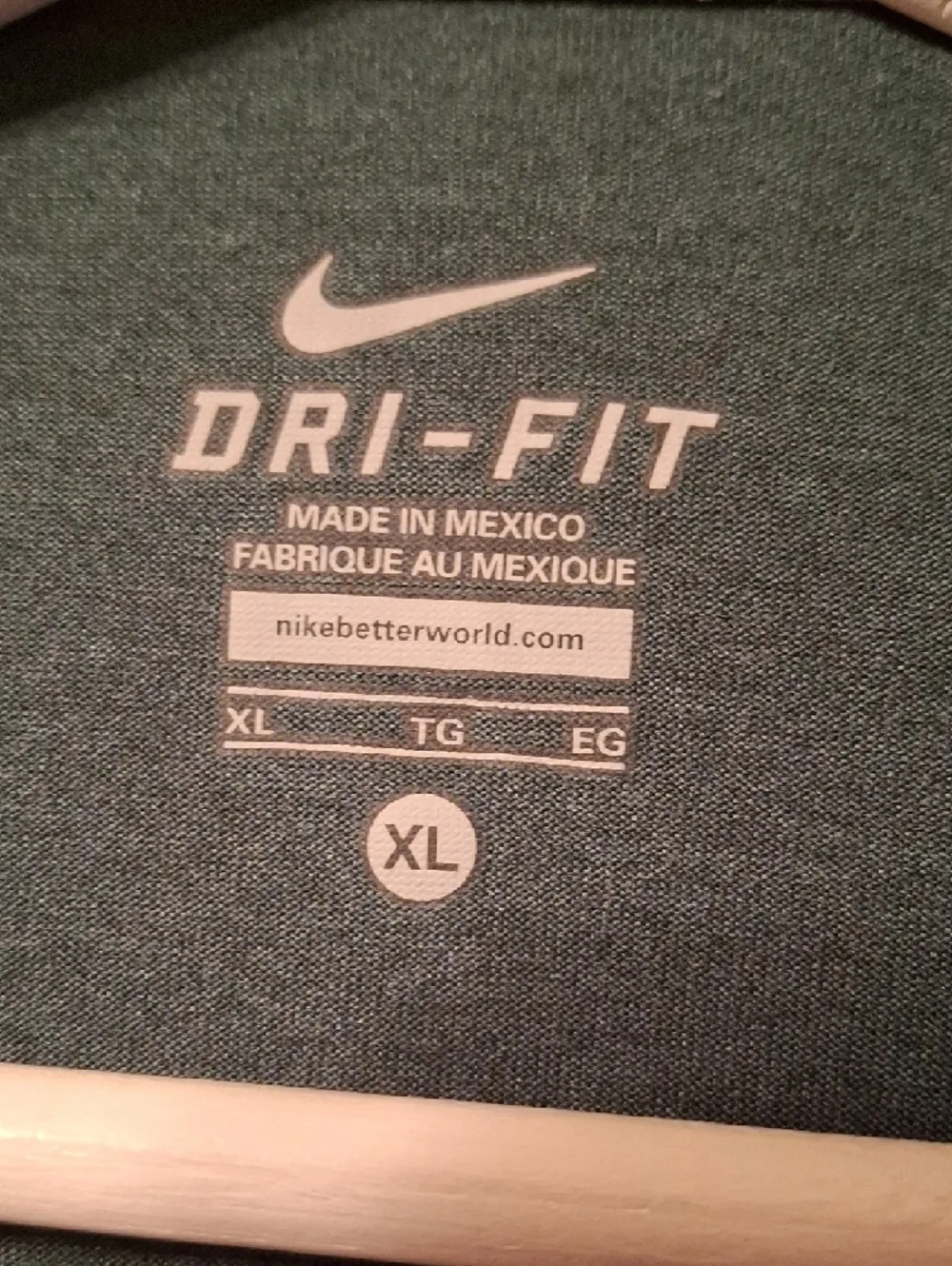 Nike Boy's 3/4 Sleeve Spartan Logo Tee - Dark Green with White Logo